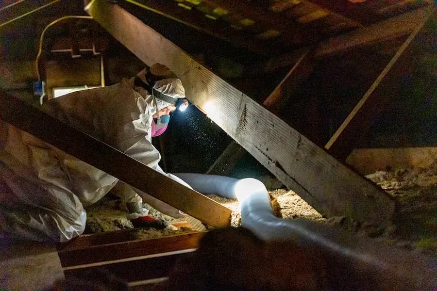 Attic cleaning with light
